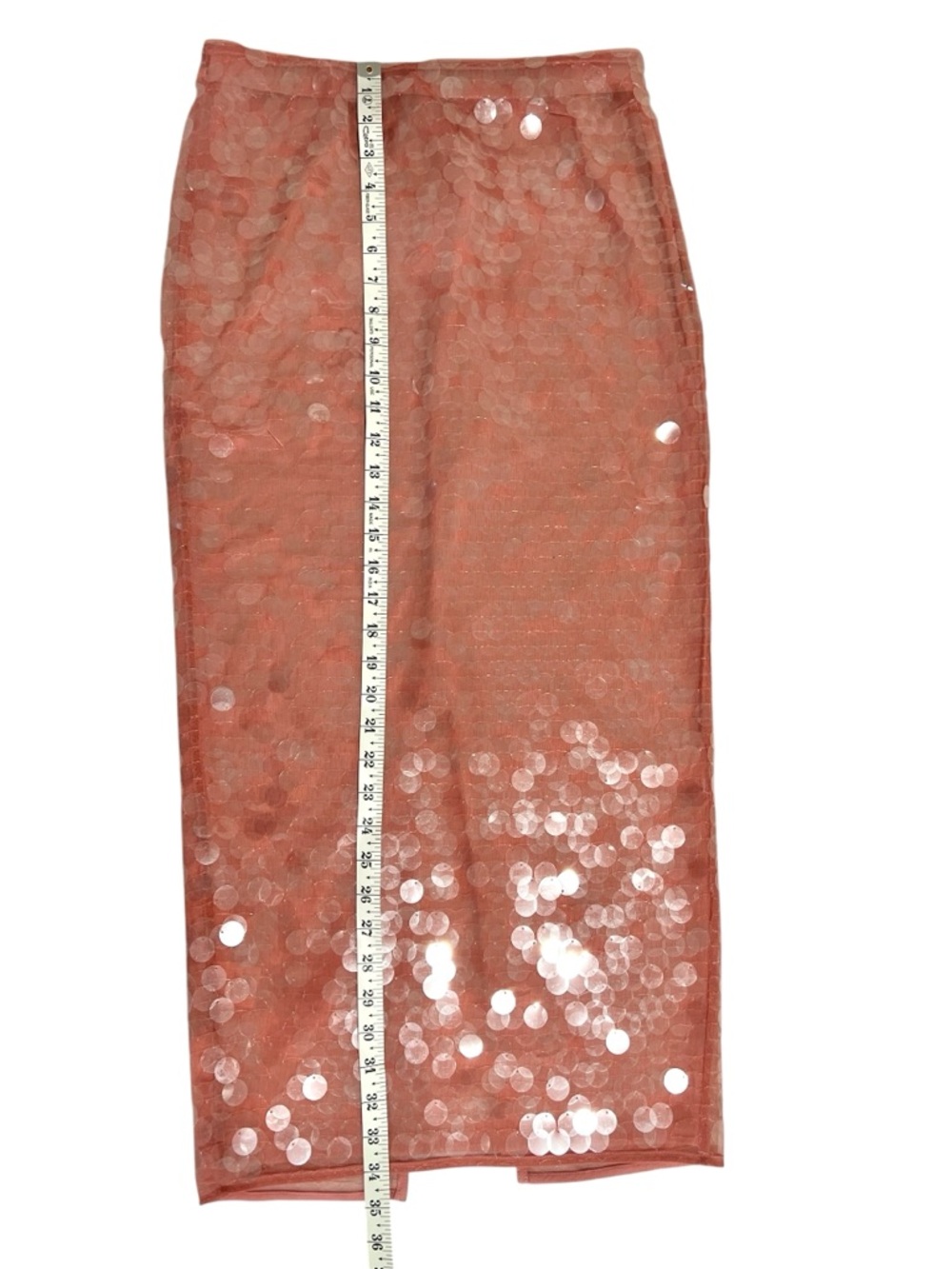 STAUD Casey Sequined Mesh Midi Skirt – Pink Blush - Picture 5 of 8